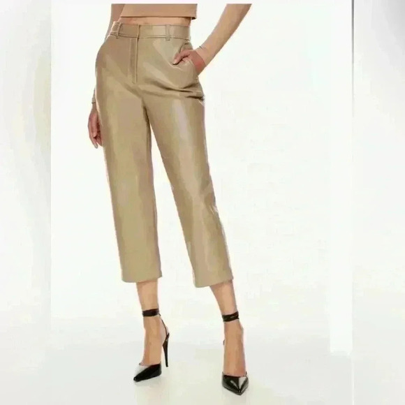 Babaton Aritzia Vegan Leather Command Cropped Pant Size 4 - Picture 12 of 12